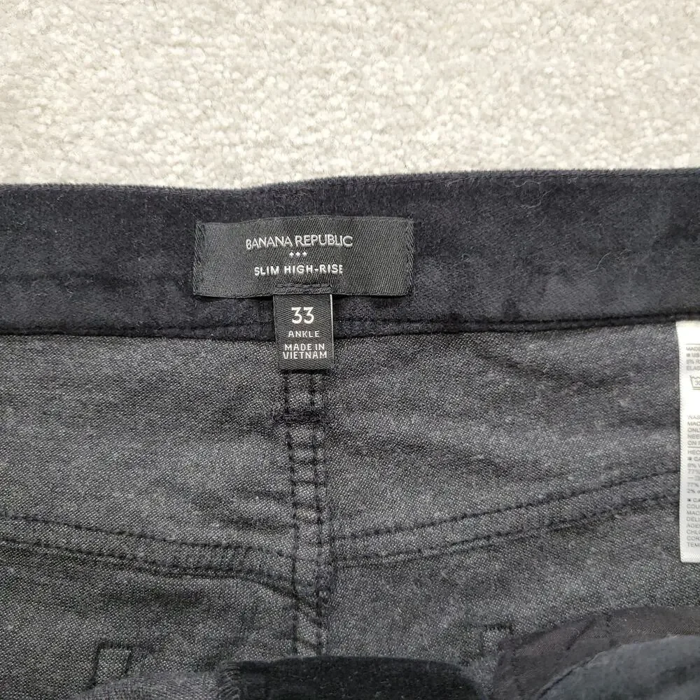 Banana Republic Mens 33x Ankle Slim High Rise Black Velvet Pants Stretch